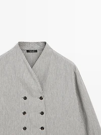 Striped flowing shirt with button details