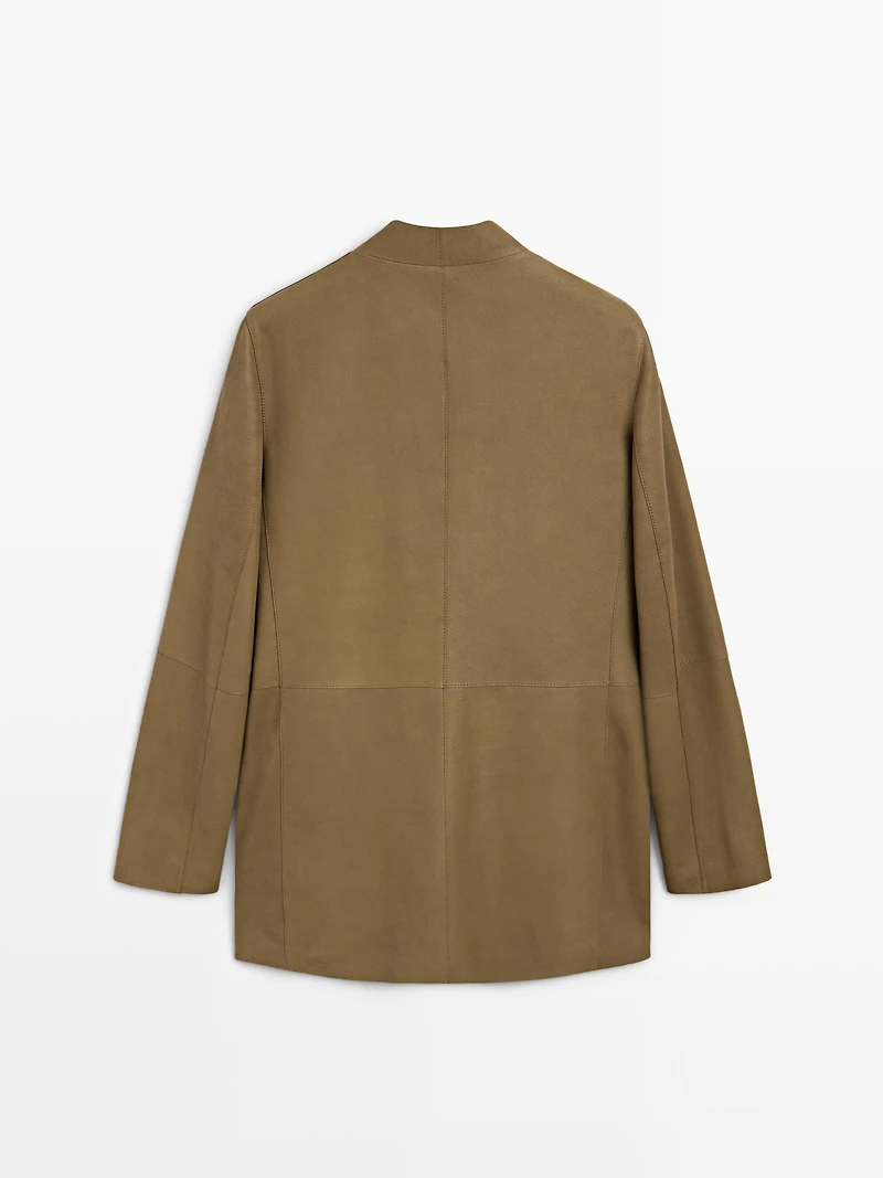 100% suede leather blazer with button detail - STUDIO
