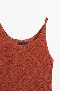 Textured cotton blend strappy top