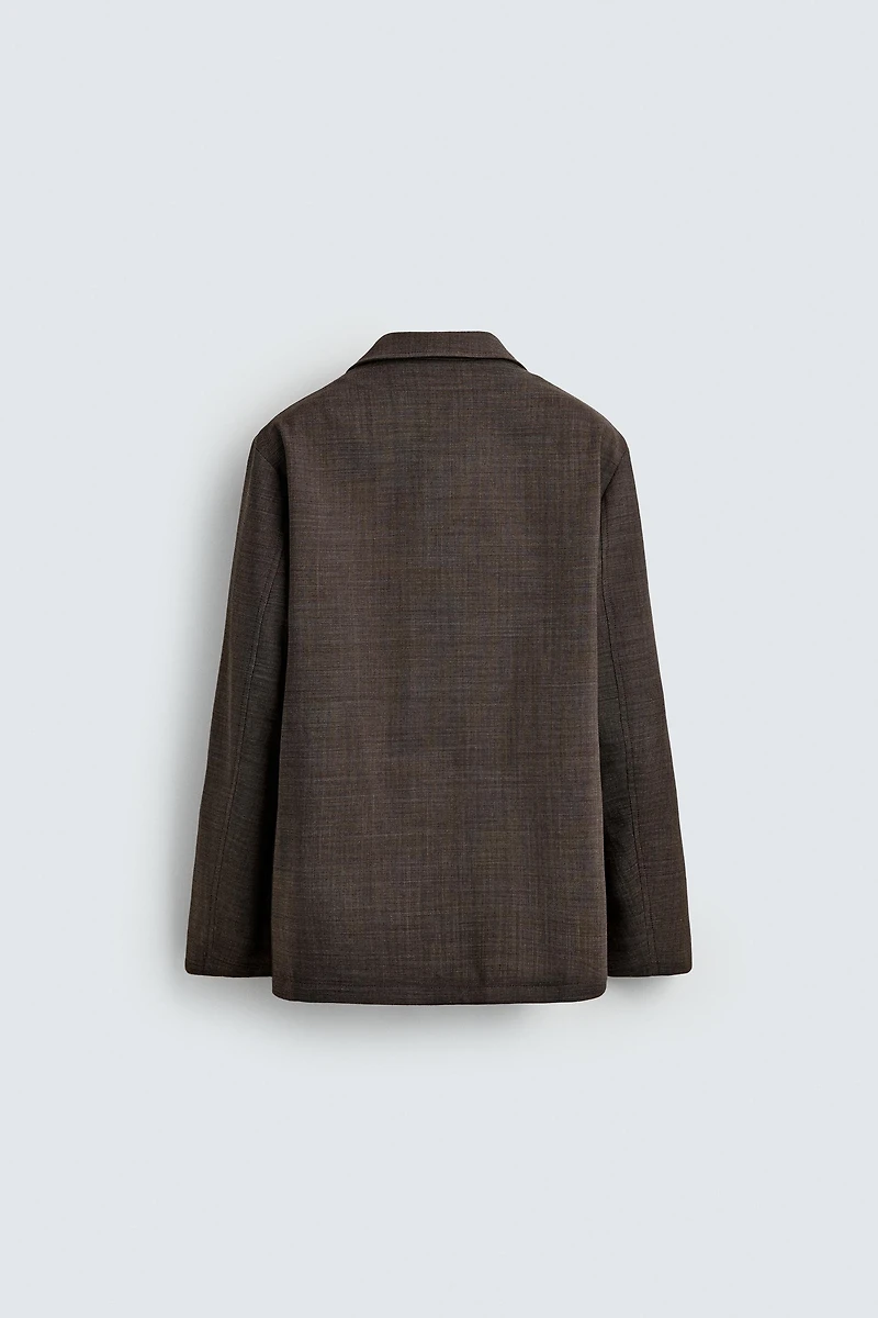 DOUBLE-BREASTED 100% WOOL SUIT JACKET