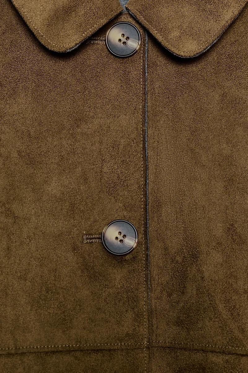 CROPPED FAUX SUEDE JACKET