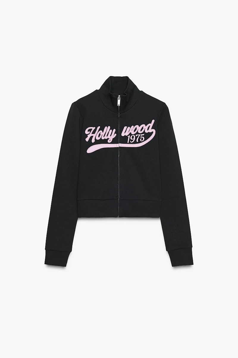 TEXT ZIP-UP SWEATSHIRT