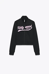TEXT ZIP-UP SWEATSHIRT