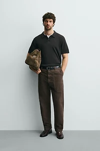 RIBBED KNIT POLO SHIRT