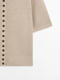 Linen blend short sleeve cardigan