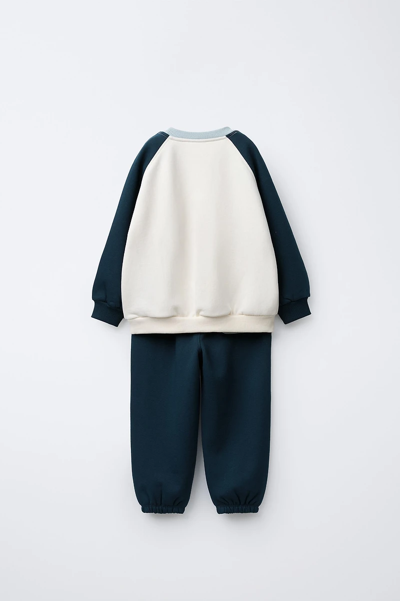 ENSEMBLE JOGGING SWEAT-SHIRT ET PANTALON JOGGER OURSON COLOR BLOCK