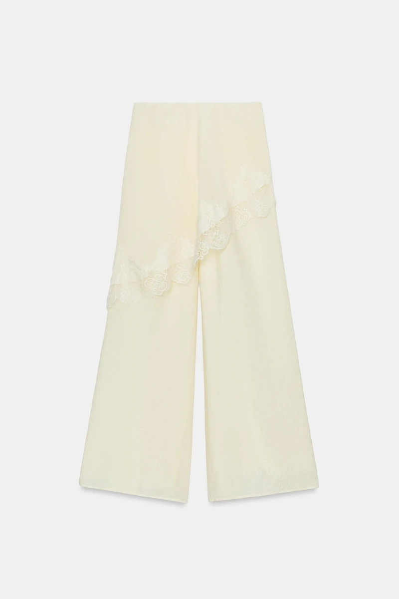 WIDE LEG PAREO PANTS WITH LACE
