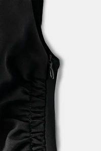 DRAPED MINI DRESS WITH SHOULDER PADS