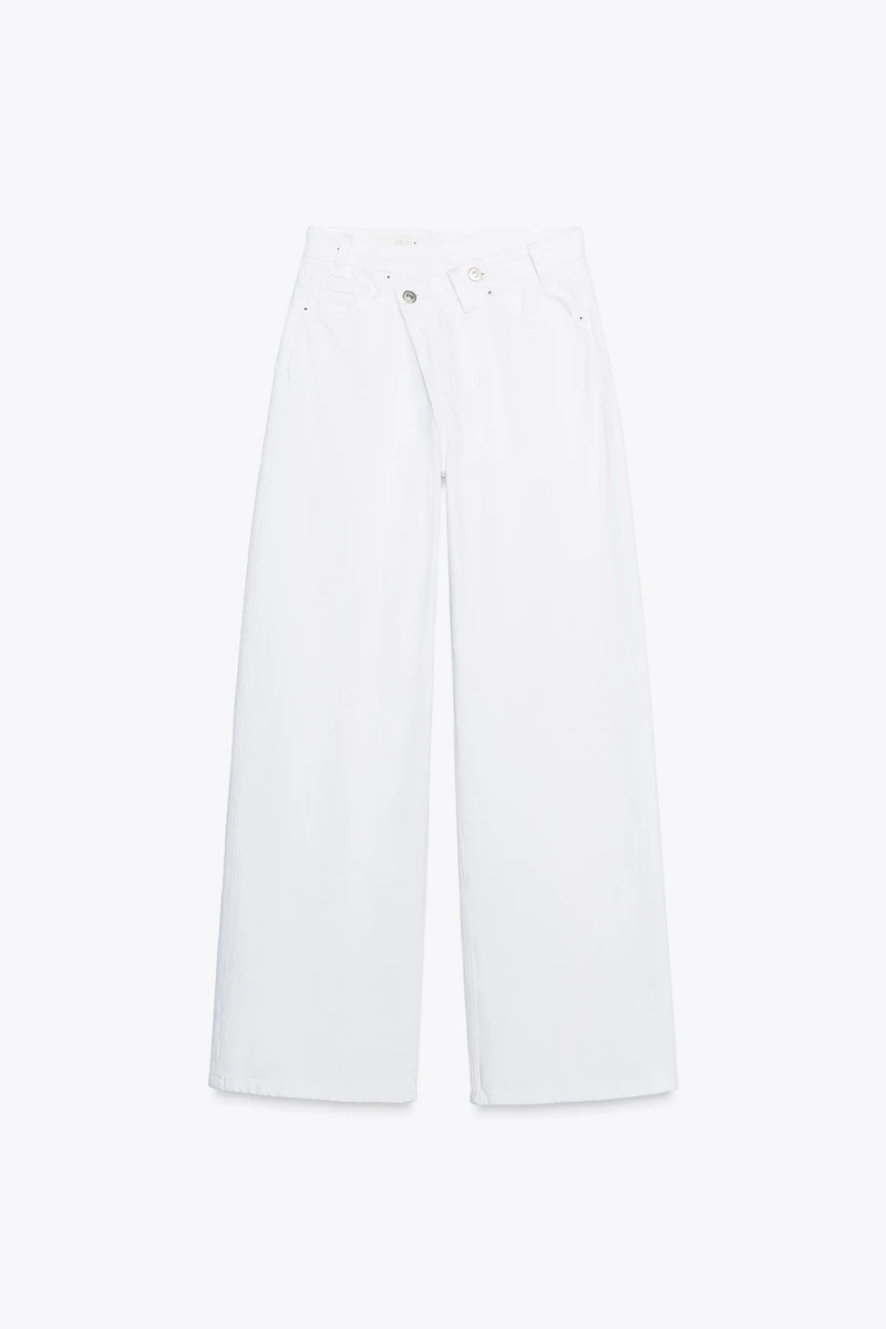 TRF HIGH-RISE WIDE LEG CROSSOVER WAIST JEANS
