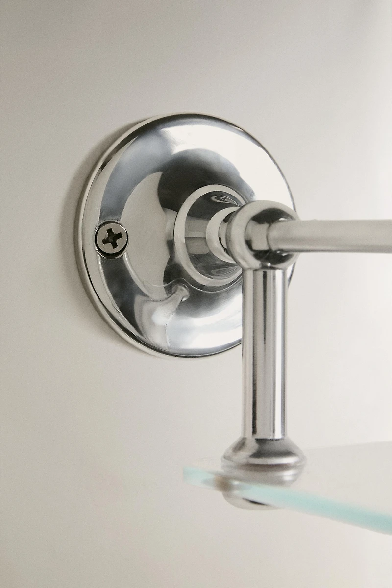 METAL AND GLASS BATHROOM SHELF