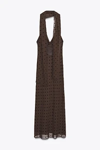 ROBE LONGUE À POIS ET FOULARD