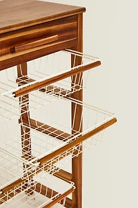 WOOD AND METAL STORAGE FURNITURE WITH WHEELS