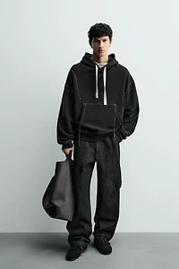 TOPSTITCHED HOODIE SWEATSHIRT