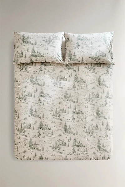 CHRISTMAS TOILE DE JOUY PERCALE DUVET COVER