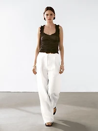 Creased-effect cotton top