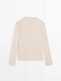 Cutwork wool blend henley sweater