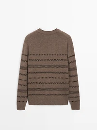 Wool blend jacquard knit sweater
