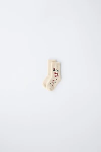 6-12 MOIS/ CHAUSSETTES BRODÉES AVEC LAINE