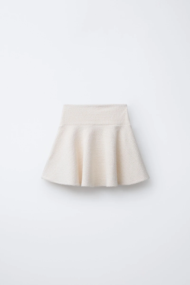 JEWEL BUTTON TEXTURED MIDI SKIRT