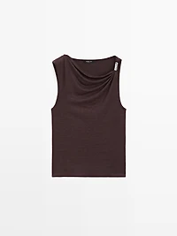 Cowl neck top with rhinestone detail