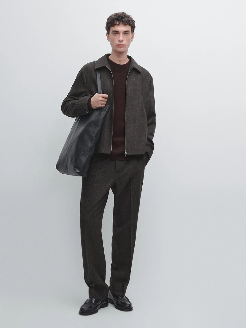 Striped wool blend trousers