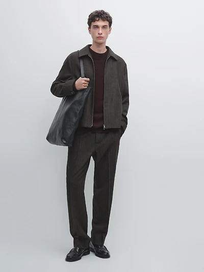 Striped wool blend trousers