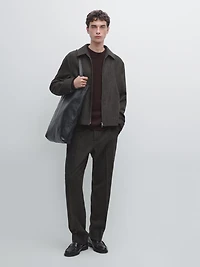 Striped wool blend trousers