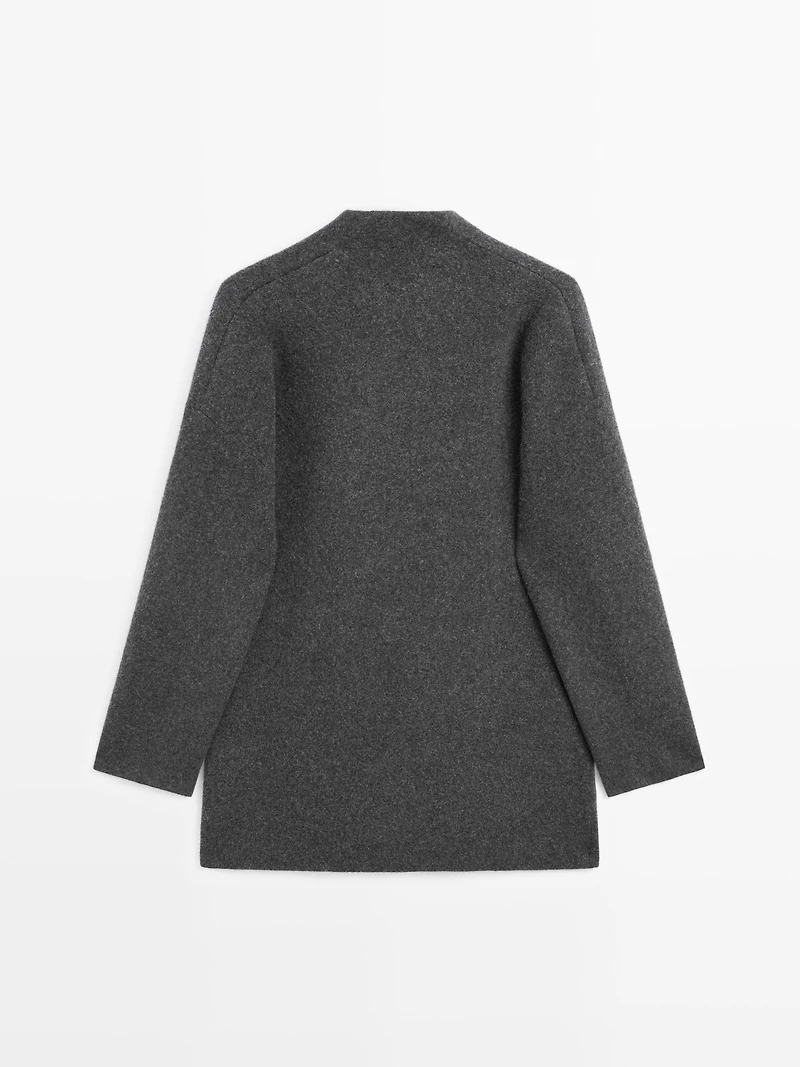 100% wool double-breasted mid-length coat