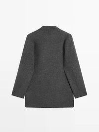 100% wool double-breasted mid-length coat