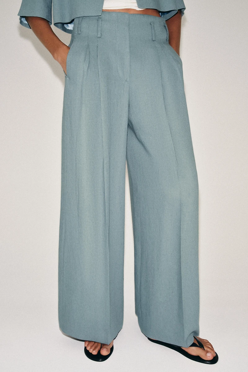 ZW COLLECTION LINEN PLEATED PANTS