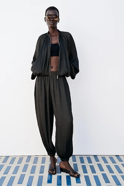 SATIN EFFECT BOMBER JACKET