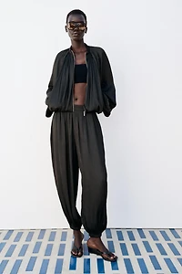 SATIN EFFECT BOMBER JACKET