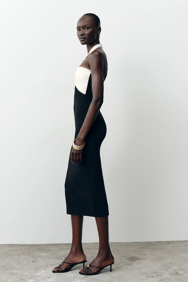 zara midi dress with bow Zara STRETCH BOW MIDI DRESS at Mall of America® in Bloomington, MN