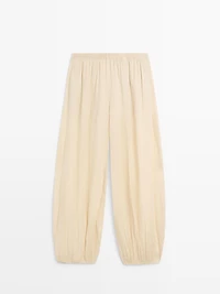 Flowing ramie sarouel trousers