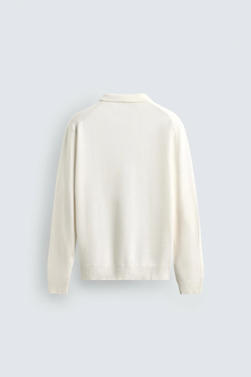 COTTON LINEN BLEND KNIT POLO SHIRT