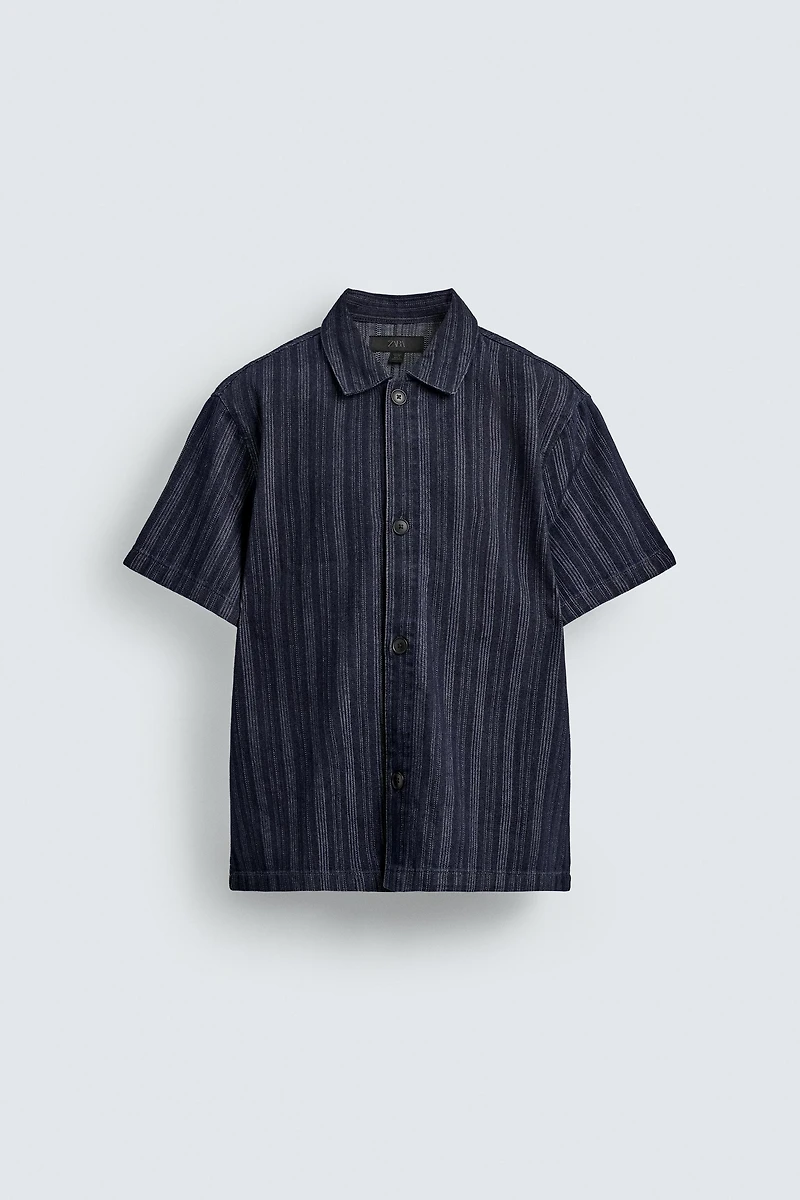 RELAXED FIT STRIPED JACQUARD SHIRT