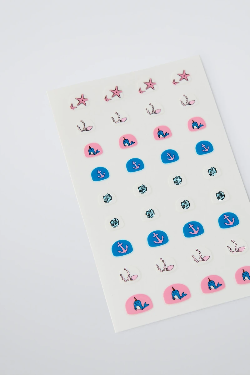 PINK AND BLUE SEA ZARA NAIL STICKERS