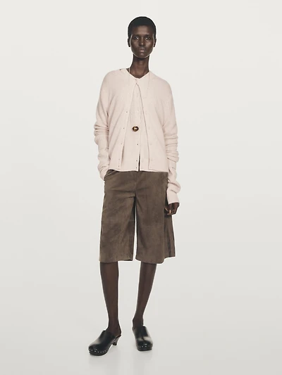 Knit 100% cashmere crew neck cardigan