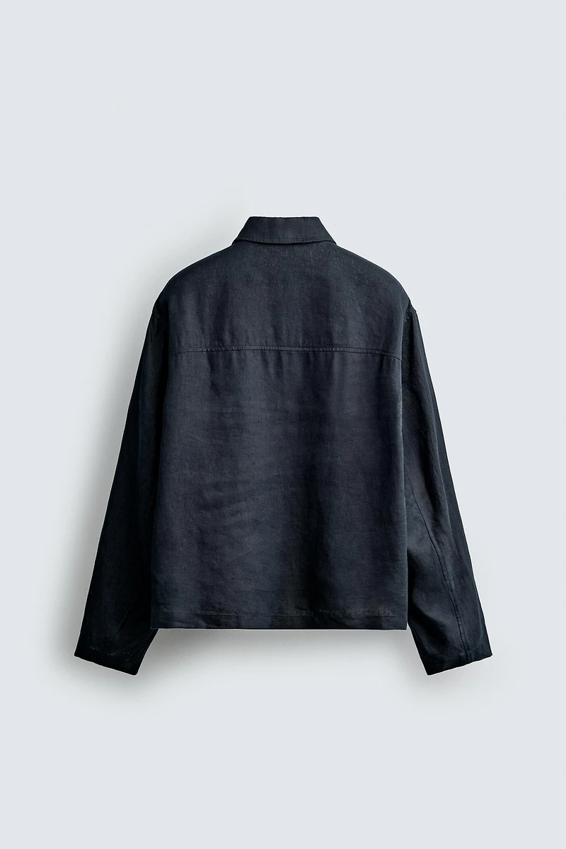 100% LINEN REGULAR FIT OVERSHIRT