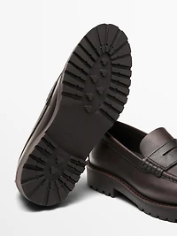 Moc toe loafers with track sole