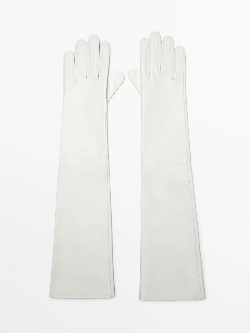 Long nappa sheepskin leather gloves