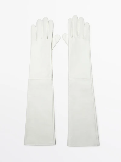 Long nappa sheepskin leather gloves