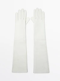 Long nappa sheepskin leather gloves