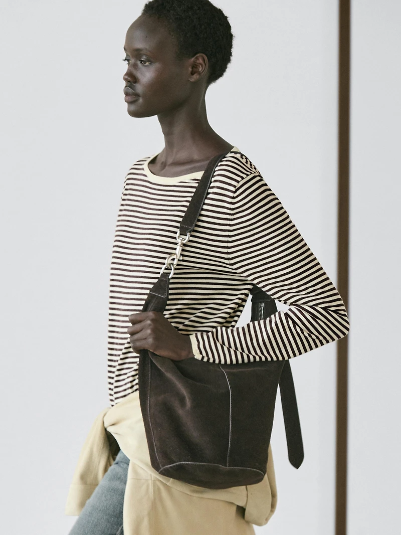 Striped long sleeve knit sweater