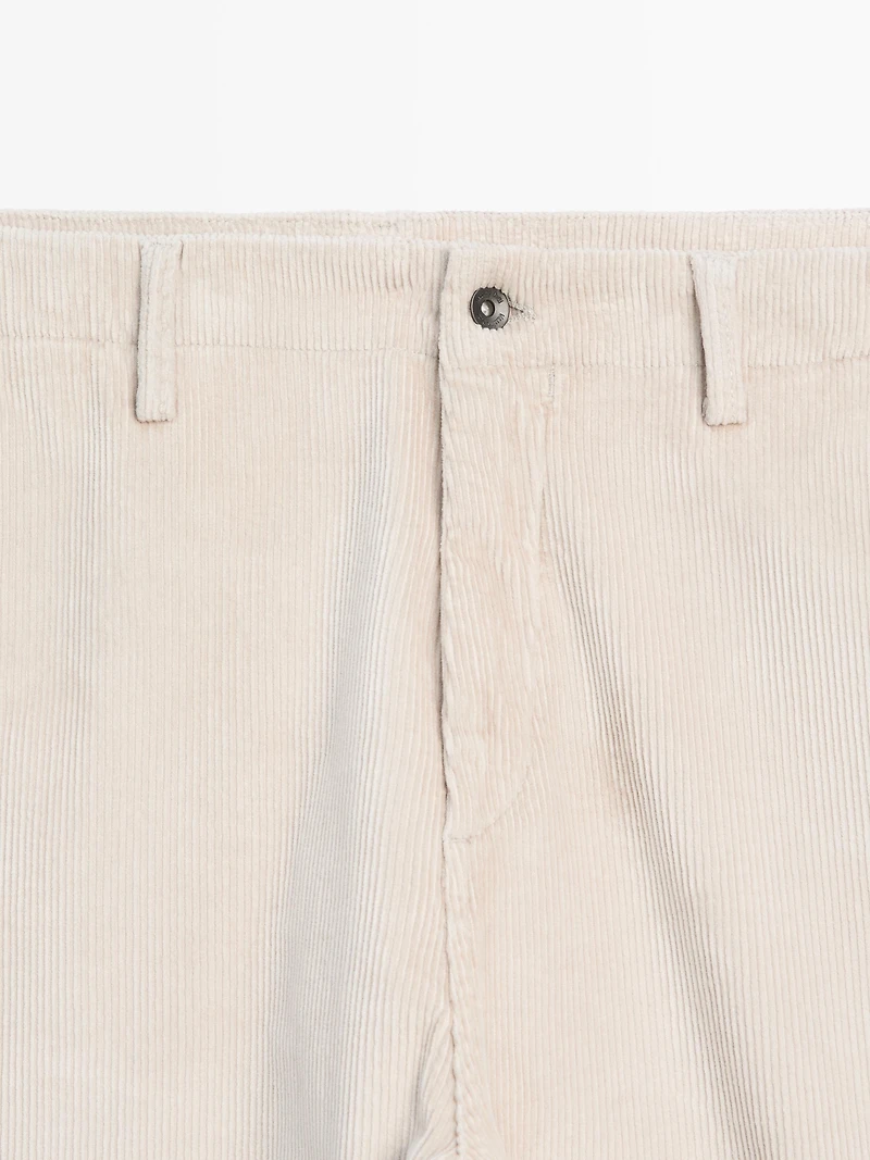 Relaxed fit corduroy denim-effect trousers