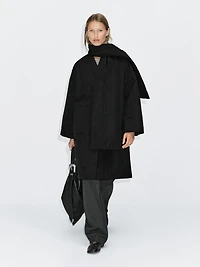 Manteau long matelassé avec écharpe