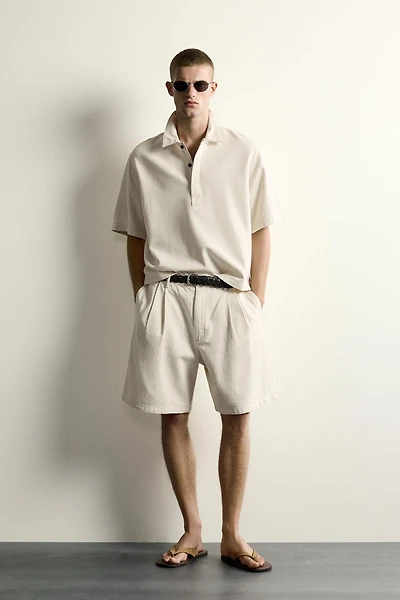 BOXY FIT STRIPED POLO SHIRT