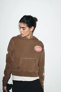 HOODED SWEATSHIRT WITH TEXT PRINT