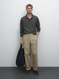 100% cashmere ribbed knit polo shirt