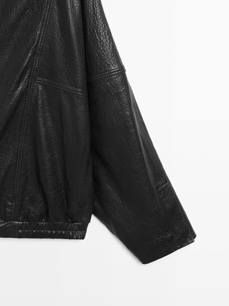 Leather bomber jacket